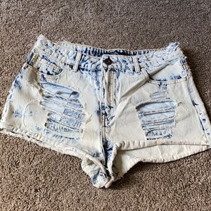 Acid Wash Denim Shorts